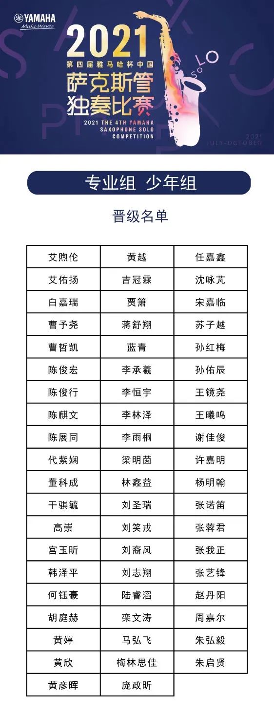 第四届“大润发贵宾厅杯”（中国）萨克斯管独奏比赛——决赛名单公布，决赛报名通道开启！